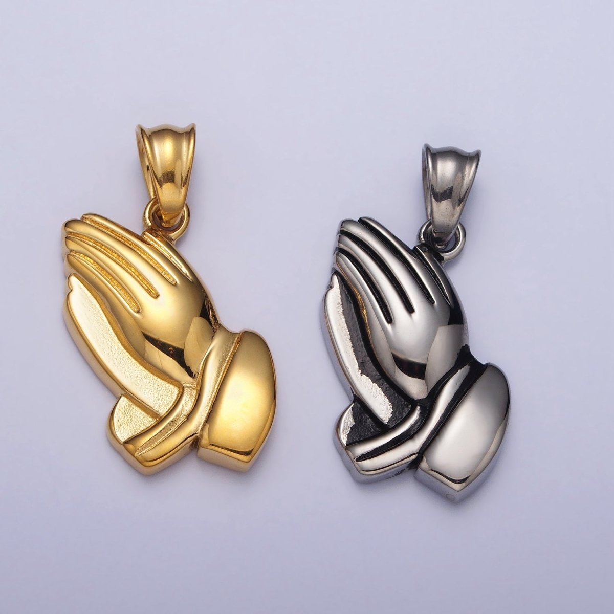 Stainless Steel Religious Prayer Hands Pendant in Gold &amp; Silver P-1146