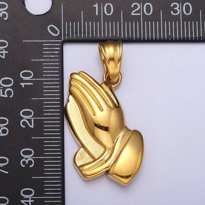 Stainless Steel Religious Prayer Hands Pendant in Gold &amp; Silver P-1146