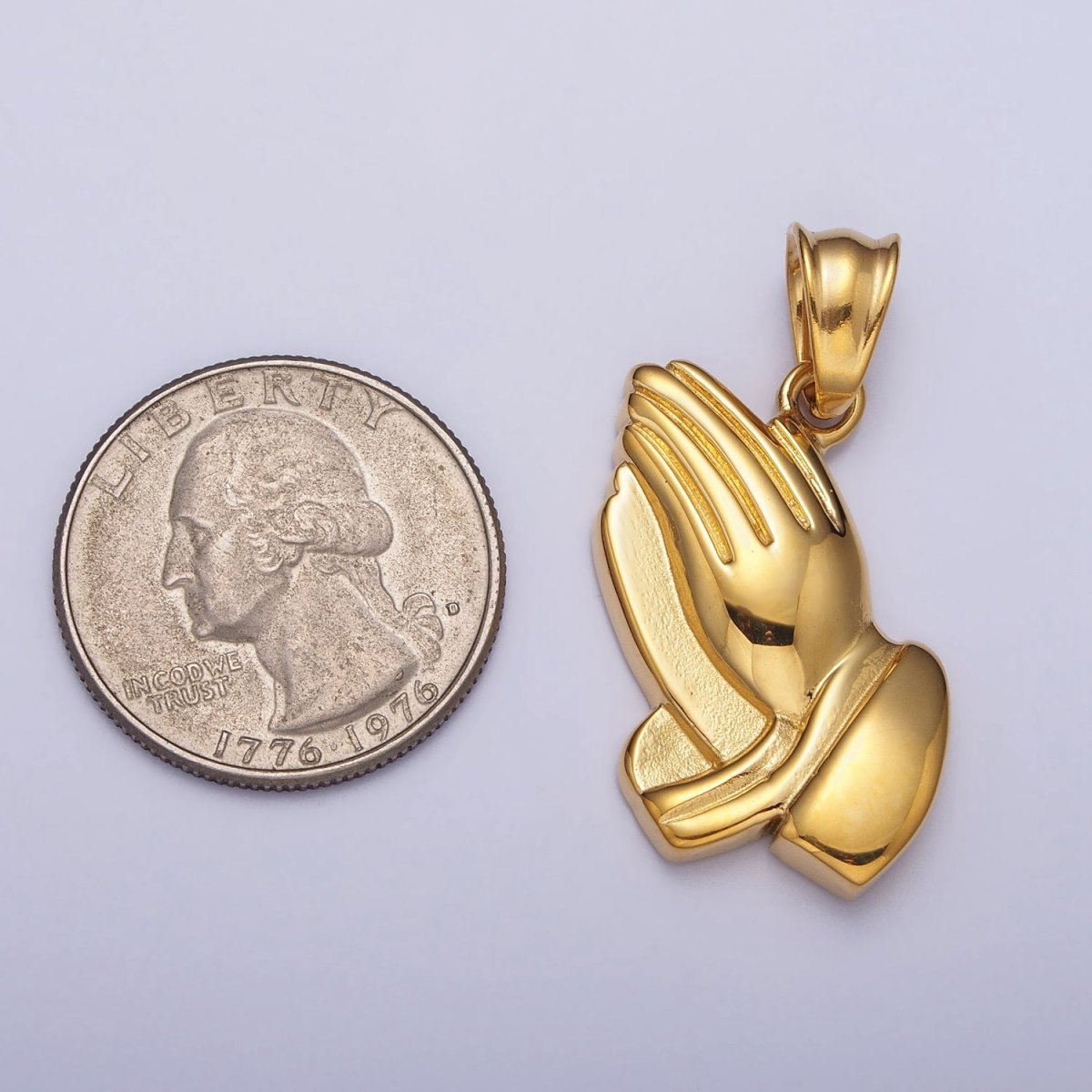 Stainless Steel Religious Prayer Hands Pendant in Gold &amp; Silver P-1146