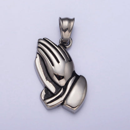 Stainless Steel Religious Prayer Hands Pendant in Gold &amp; Silver P-1146