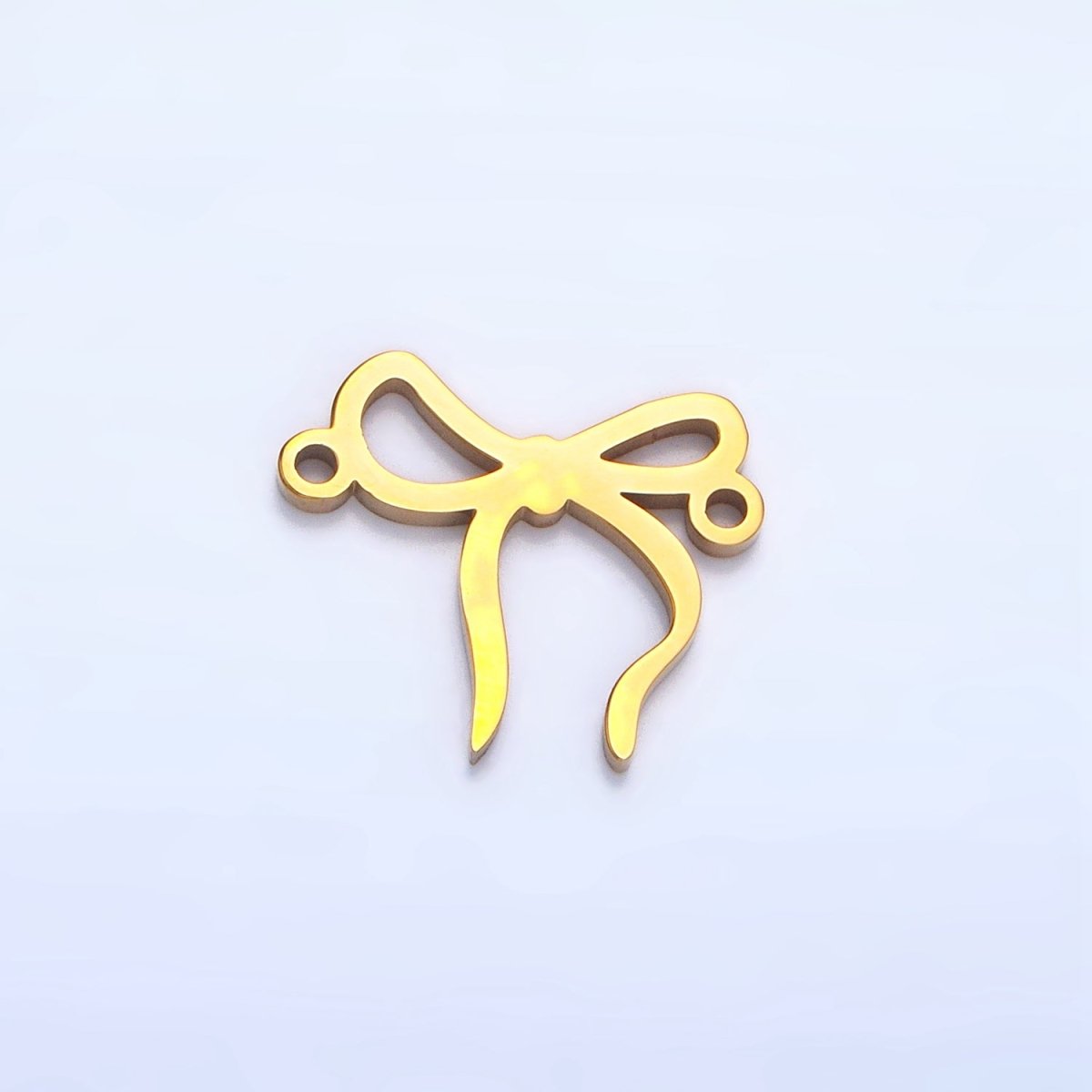 Stainless Steel 15mm Ribbon Bow Charm Connector in Gold &amp; Silver | F279