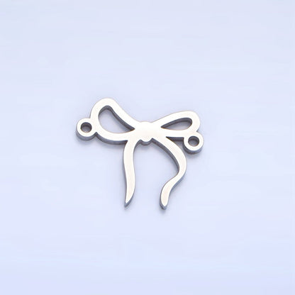 Stainless Steel 15mm Ribbon Bow Charm Connector in Gold &amp; Silver | F279