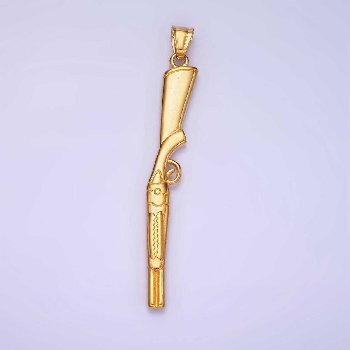 Stainless Steel Riffle Gun Line-Textured Minimalist Pendant | P1189