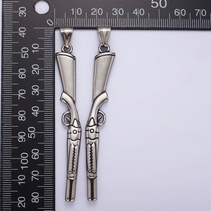 Stainless Steel Riffle Gun Line-Textured Minimalist Pendant | P1189