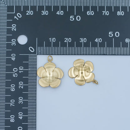 Stainless Steel Ringed Lined Flower Charm | P791