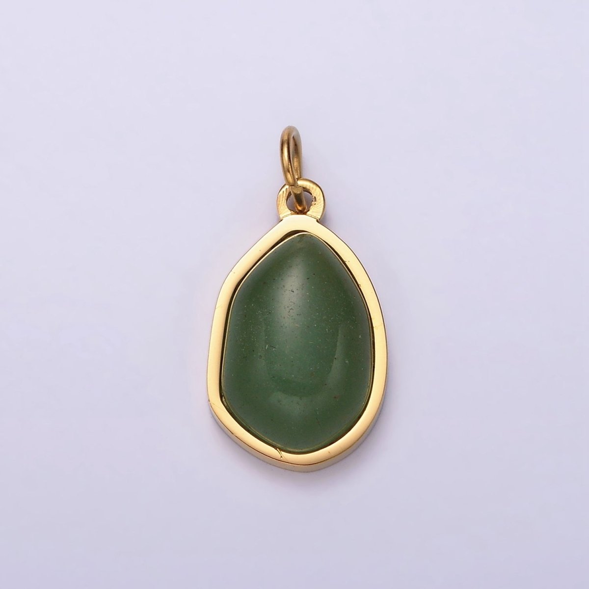 Stainless Steel Rose Quartz, Aventurine, Amethyst Abstract Teardrop Charm | P-638 ~P-640