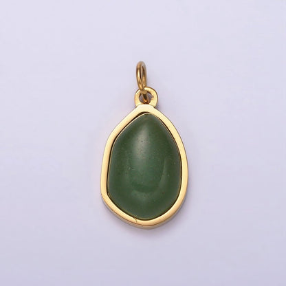 Stainless Steel Rose Quartz, Aventurine, Amethyst Abstract Teardrop Charm | P-638 ~P-640