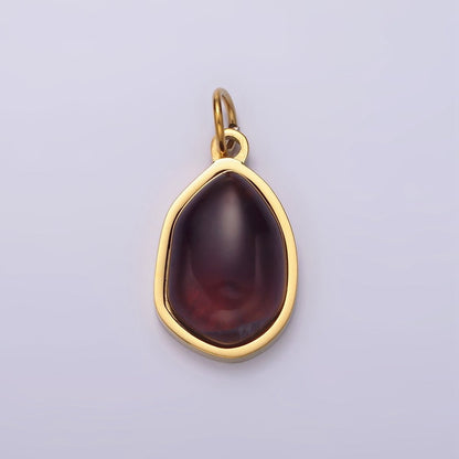 Stainless Steel Rose Quartz, Aventurine, Amethyst Abstract Teardrop Charm | P-638 ~P-640