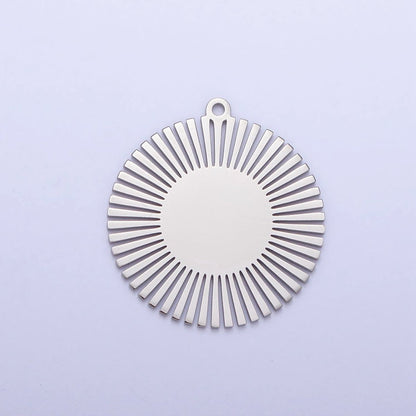 Stainless Steel Round Celestial Shining Sun Charm in Gold &amp; Silver | P-908
