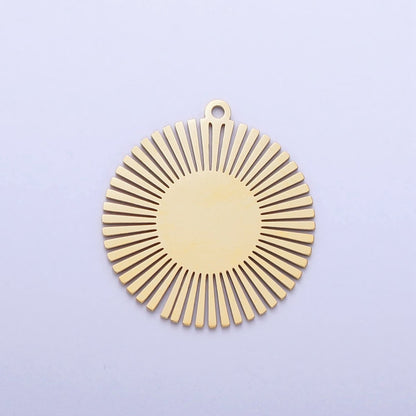 Stainless Steel Round Celestial Shining Sun Charm in Gold &amp; Silver | P-908