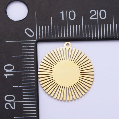 Stainless Steel Round Celestial Shining Sun Charm in Gold &amp; Silver | P-908