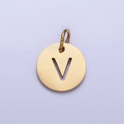 Stainless Steel Round Initial Alphabet Personalized Mini Add-On Charm in Gold | A-403-A-415