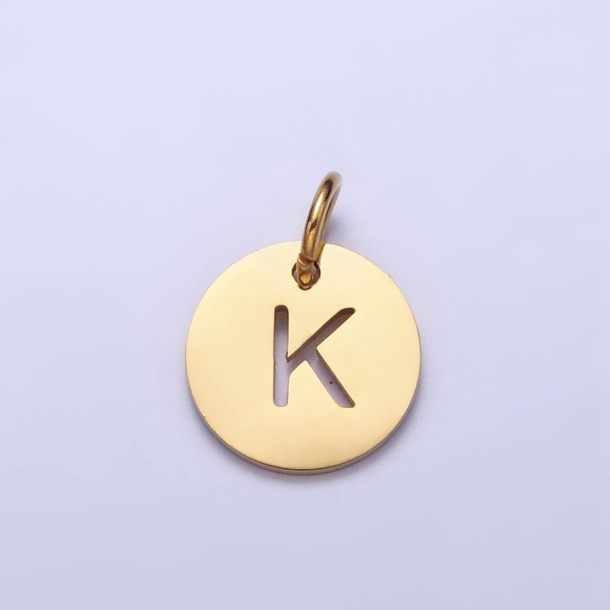 Stainless Steel Round Initial Alphabet Personalized Mini Add-On Charm in Gold | A-403-A-415