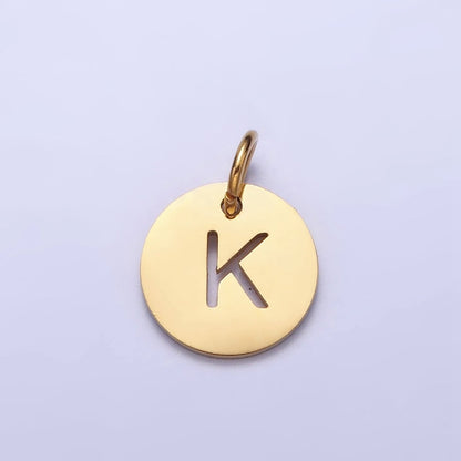 Stainless Steel Round Initial Alphabet Personalized Mini Add-On Charm in Gold | A-403-A-415