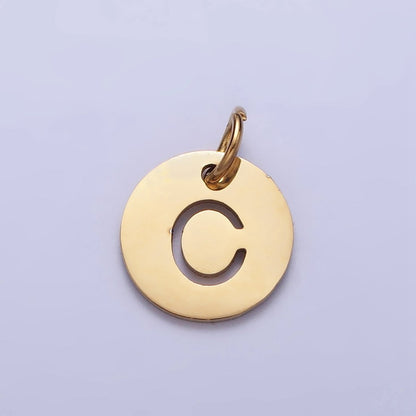 Stainless Steel Round Initial Alphabet Personalized Mini Add-On Charm in Gold | A-403-A-415