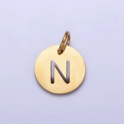 Stainless Steel Round Initial Alphabet Personalized Mini Add-On Charm in Gold | A-403-A-415