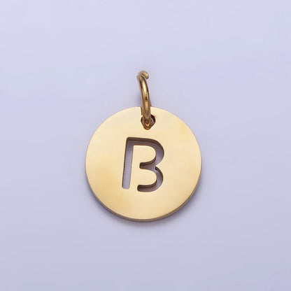 Stainless Steel Round Initial Alphabet Personalized Mini Add-On Charm in Gold | A-403-A-415