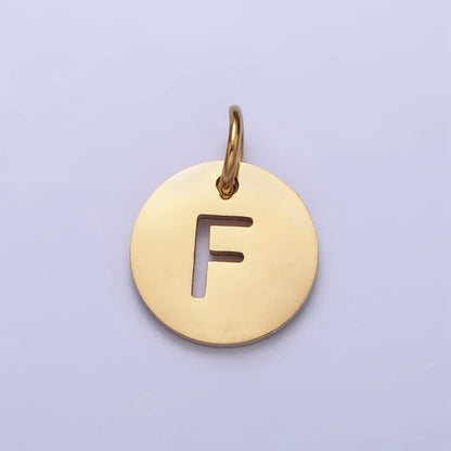 Stainless Steel Round Initial Alphabet Personalized Mini Add-On Charm in Gold | A-403-A-415