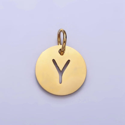 Stainless Steel Round Initial Alphabet Personalized Mini Add-On Charm in Gold | A-403-A-415