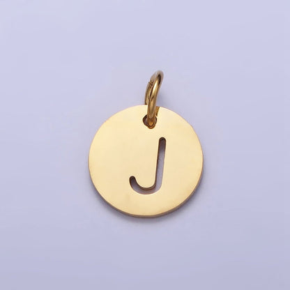 Stainless Steel Round Initial Alphabet Personalized Mini Add-On Charm in Gold | A-403-A-415