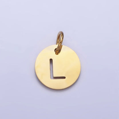 Stainless Steel Round Initial Alphabet Personalized Mini Add-On Charm in Gold | A-403-A-415