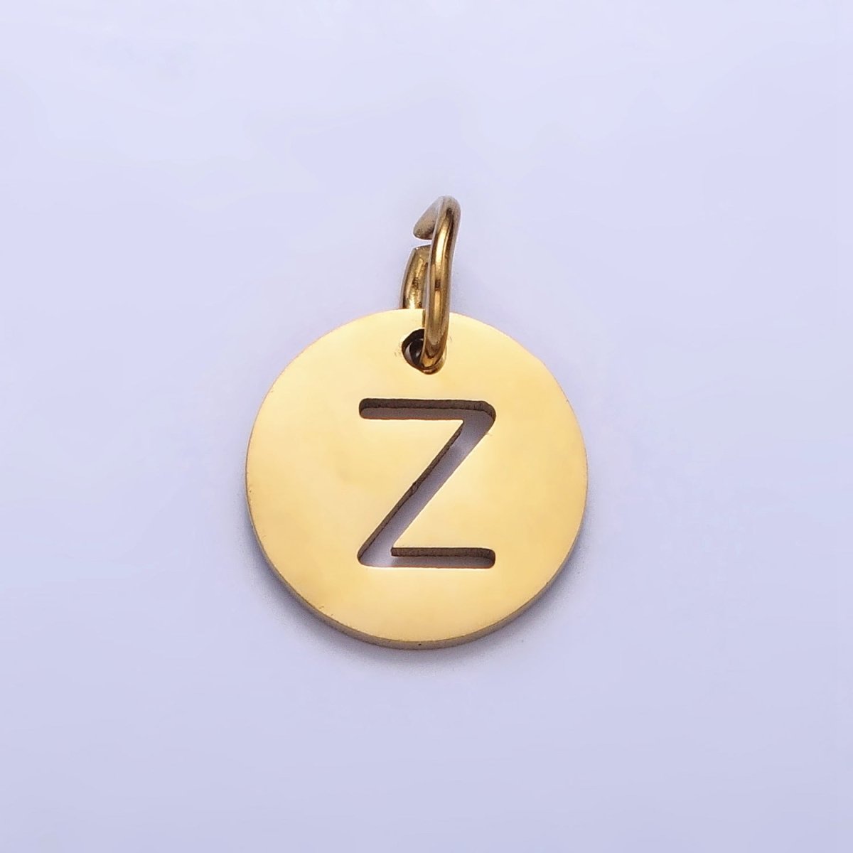 Stainless Steel Round Initial Alphabet Personalized Mini Add-On Charm in Gold | A-403-A-415