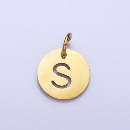 Stainless Steel Round Initial Alphabet Personalized Mini Add-On Charm in Gold | A-403-A-415