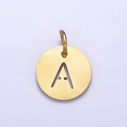 Stainless Steel Round Initial Alphabet Personalized Mini Add-On Charm in Gold | A-403-A-415