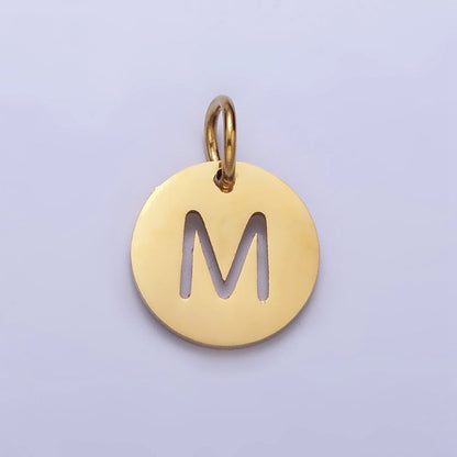 Stainless Steel Round Initial Alphabet Personalized Mini Add-On Charm in Gold | A-403-A-415