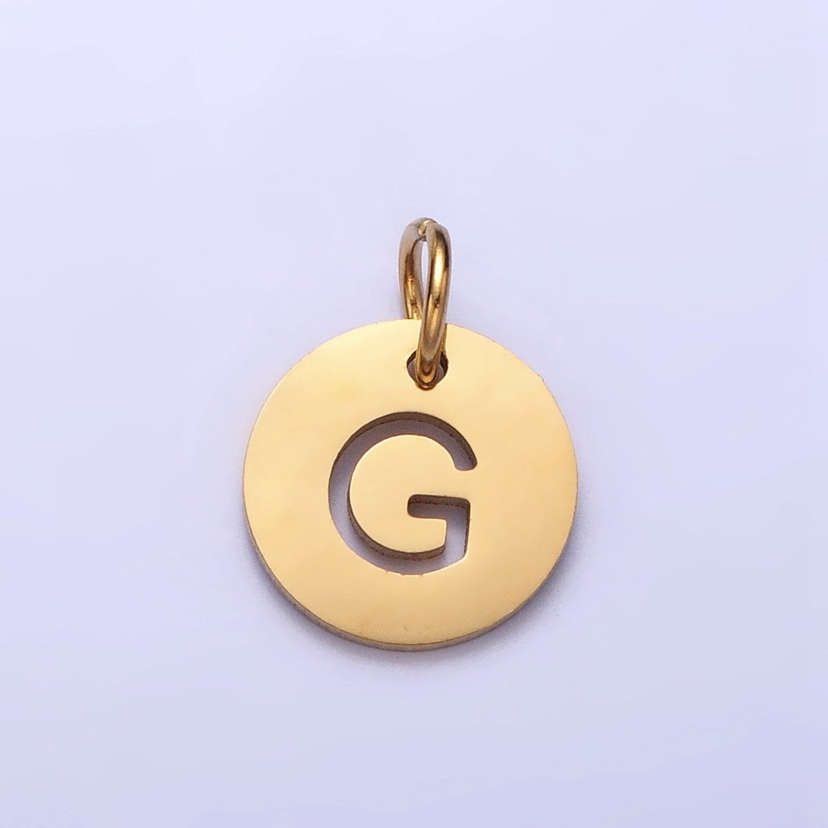 Stainless Steel Round Initial Alphabet Personalized Mini Add-On Charm in Gold | A-403-A-415