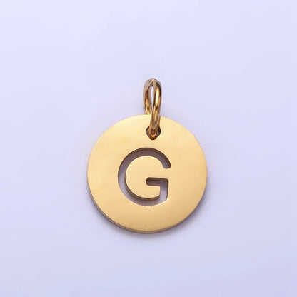 Stainless Steel Round Initial Alphabet Personalized Mini Add-On Charm in Gold | A-403-A-415