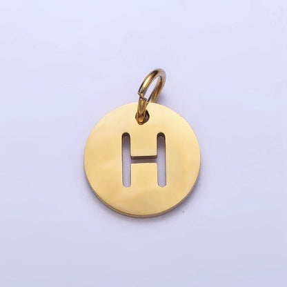 Stainless Steel Round Initial Alphabet Personalized Mini Add-On Charm in Gold | A-403-A-415