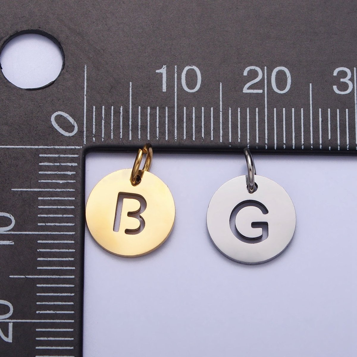 Stainless Steel Round Initial Alphabet Personalized Mini Add-On Charm in Gold | A-403-A-415