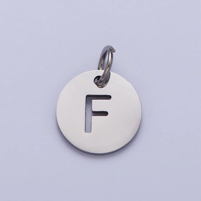 Stainless Steel Round Initial Alphabet Personalized Mini Add-On Charm in Silver | A-416-A-428