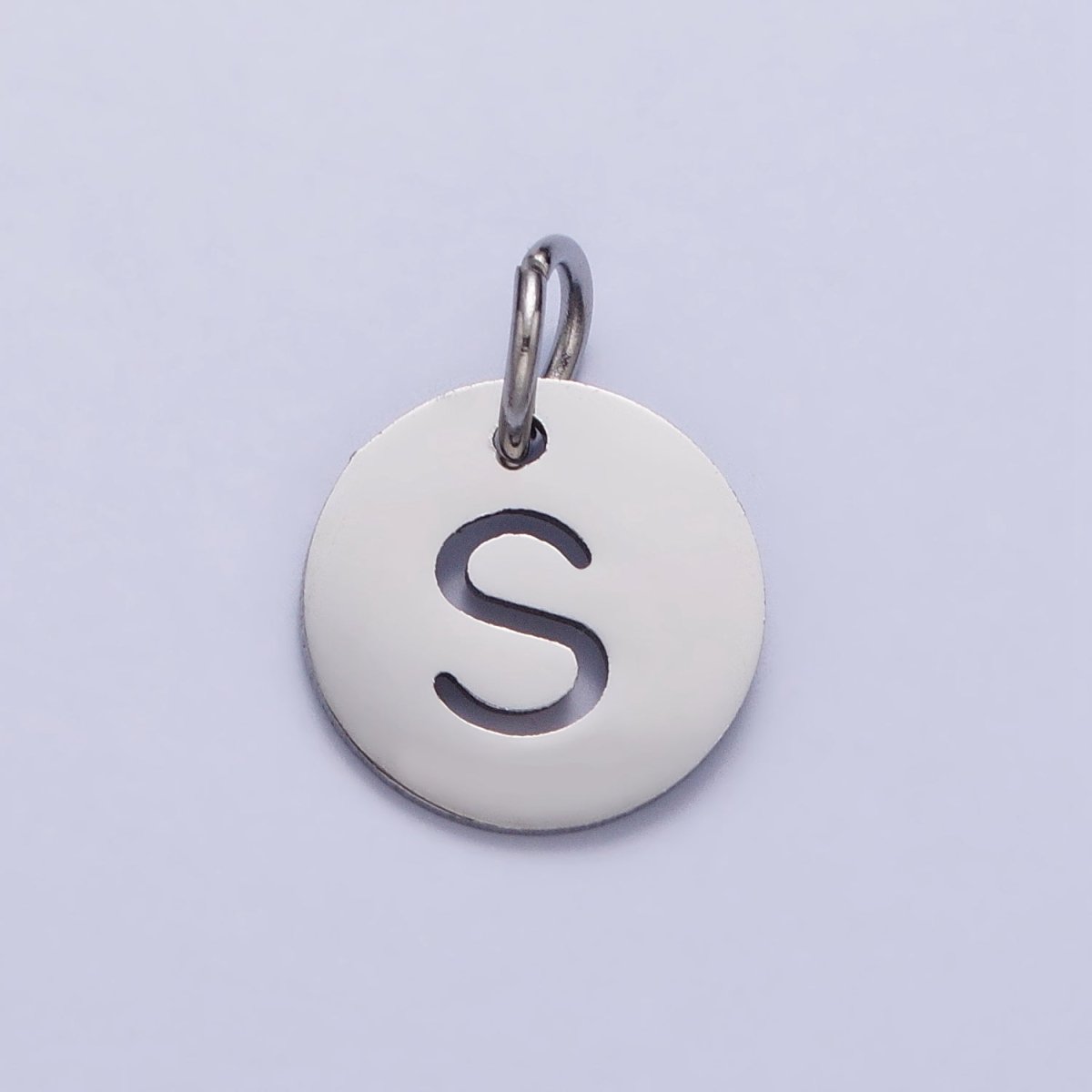 Stainless Steel Round Initial Alphabet Personalized Mini Add-On Charm in Silver | A-416-A-428