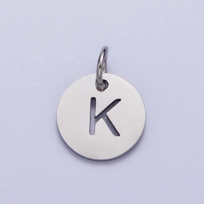 Stainless Steel Round Initial Alphabet Personalized Mini Add-On Charm in Silver | A-416-A-428