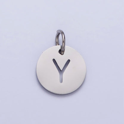 Stainless Steel Round Initial Alphabet Personalized Mini Add-On Charm in Silver | A-416-A-428
