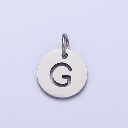 Stainless Steel Round Initial Alphabet Personalized Mini Add-On Charm in Silver | A-416-A-428