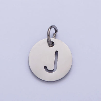 Stainless Steel Round Initial Alphabet Personalized Mini Add-On Charm in Silver | A-416-A-428