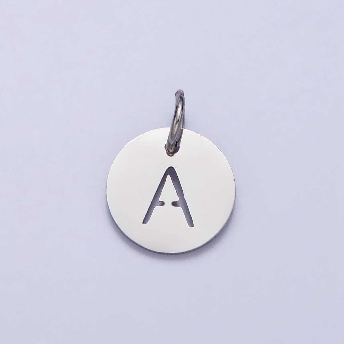 Stainless Steel Round Initial Alphabet Personalized Mini Add-On Charm in Silver | A-416-A-428