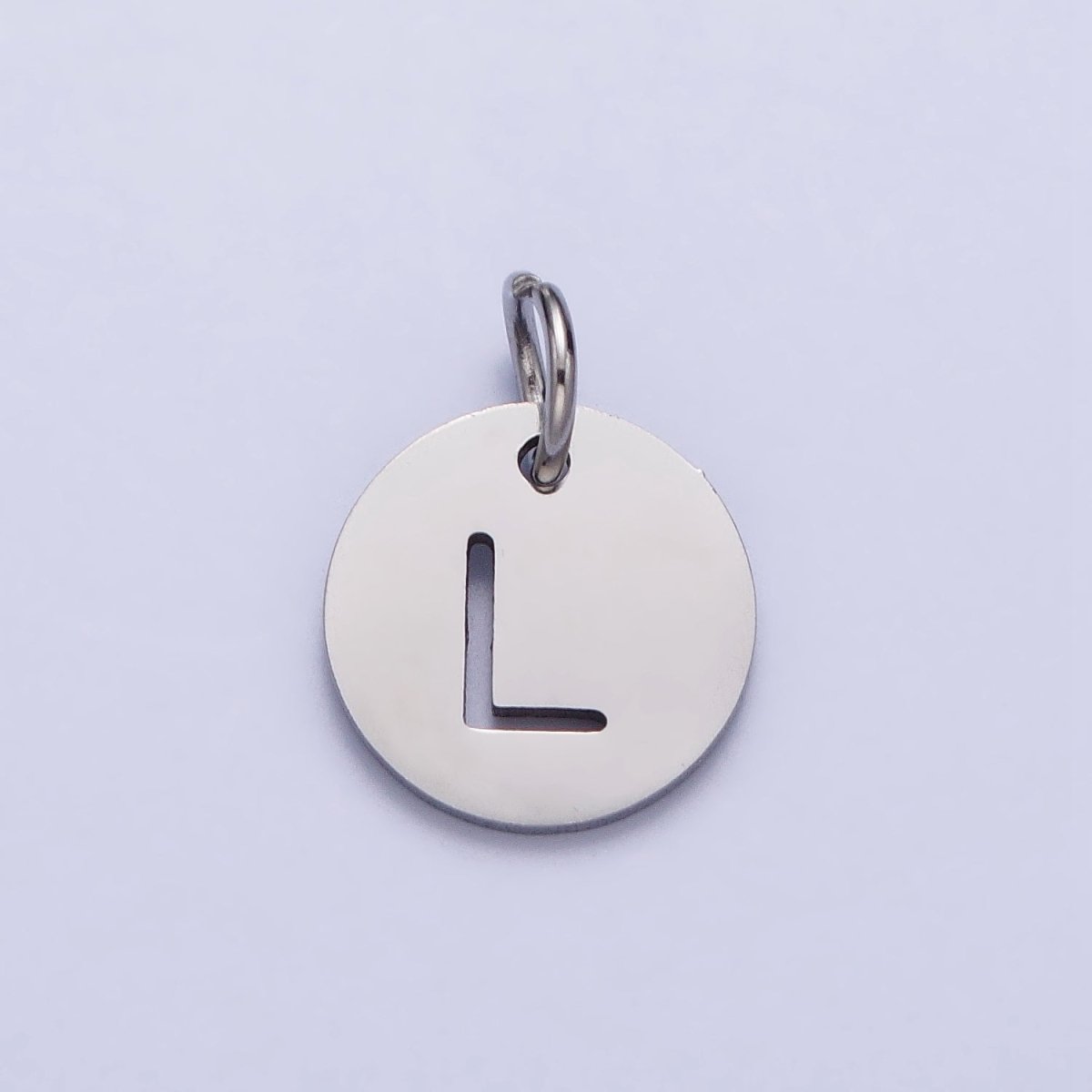 Stainless Steel Round Initial Alphabet Personalized Mini Add-On Charm in Silver | A-416-A-428