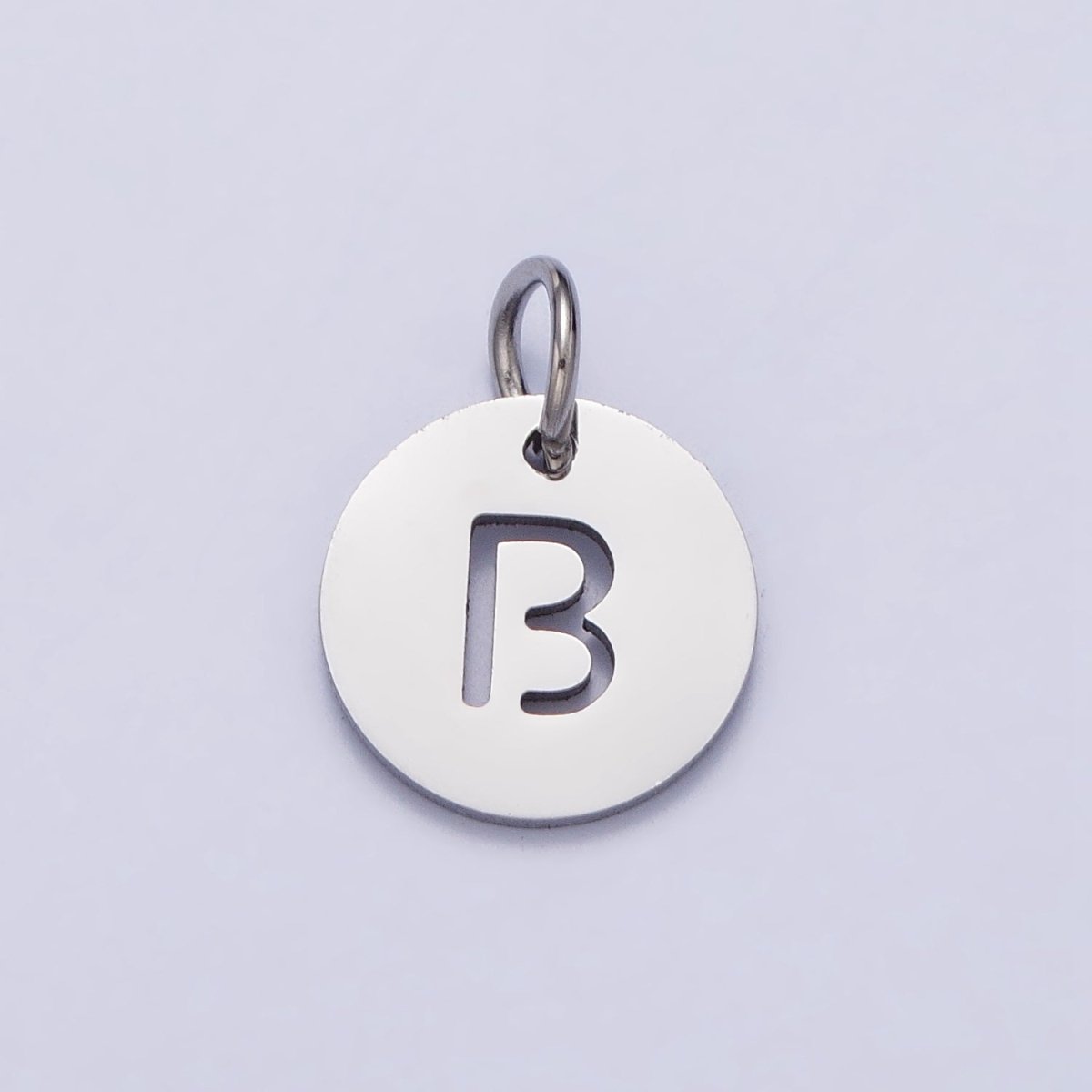 Stainless Steel Round Initial Alphabet Personalized Mini Add-On Charm in Silver | A-416-A-428