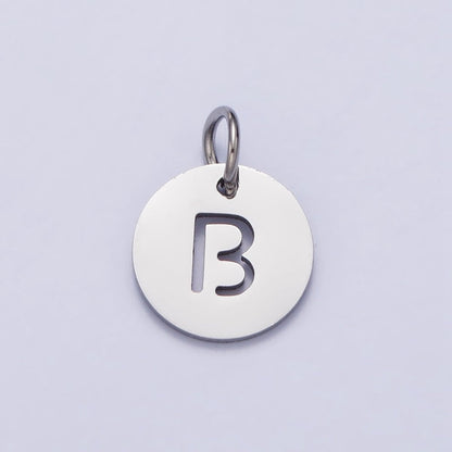 Stainless Steel Round Initial Alphabet Personalized Mini Add-On Charm in Silver | A-416-A-428