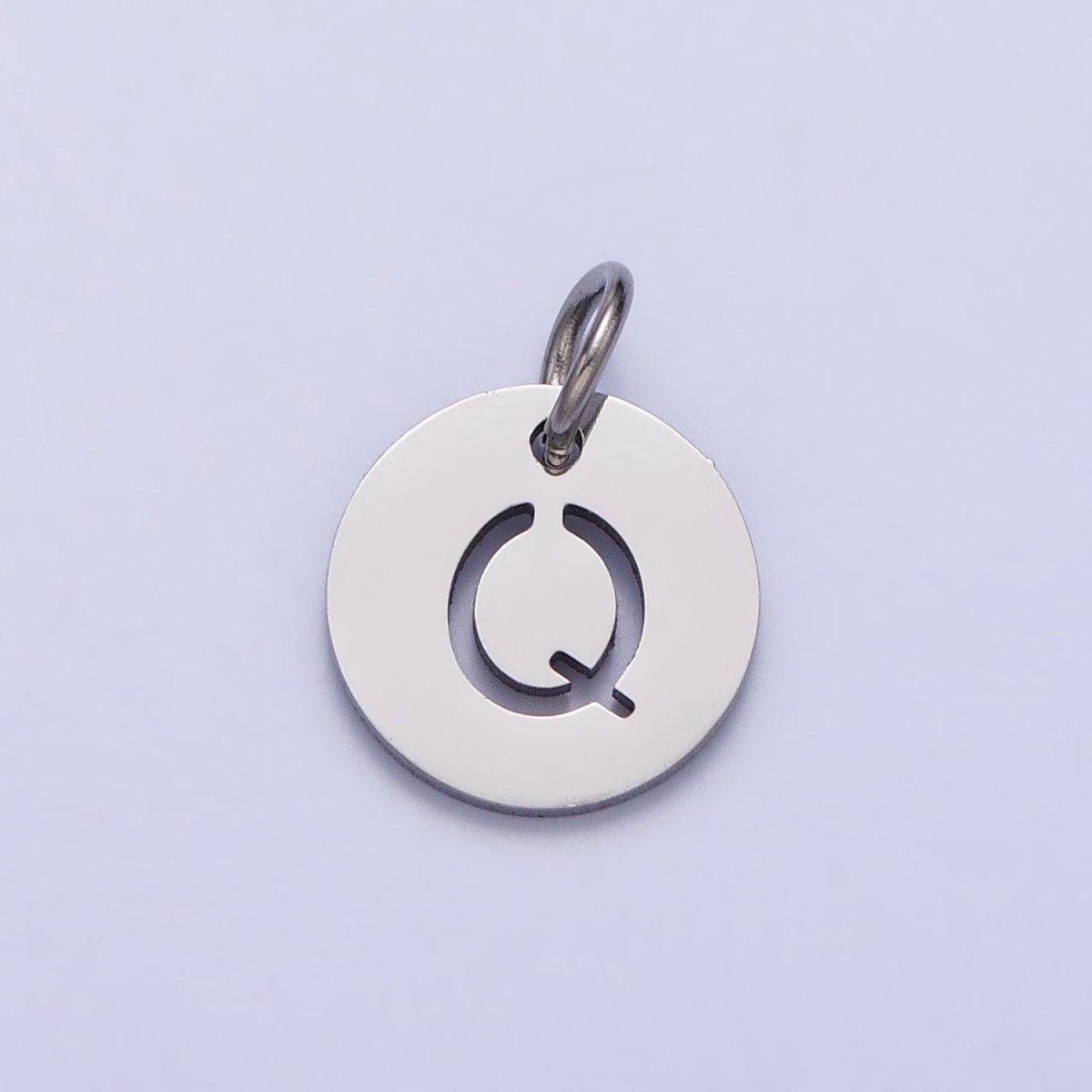 Stainless Steel Round Initial Alphabet Personalized Mini Add-On Charm in Silver | A-416-A-428