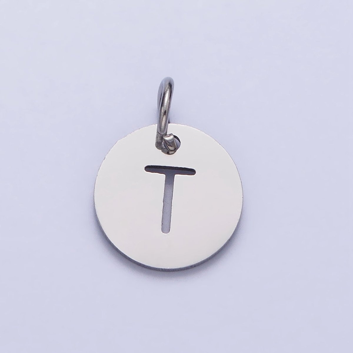 Stainless Steel Round Initial Alphabet Personalized Mini Add-On Charm in Silver | A-416-A-428