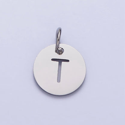 Stainless Steel Round Initial Alphabet Personalized Mini Add-On Charm in Silver | A-416-A-428