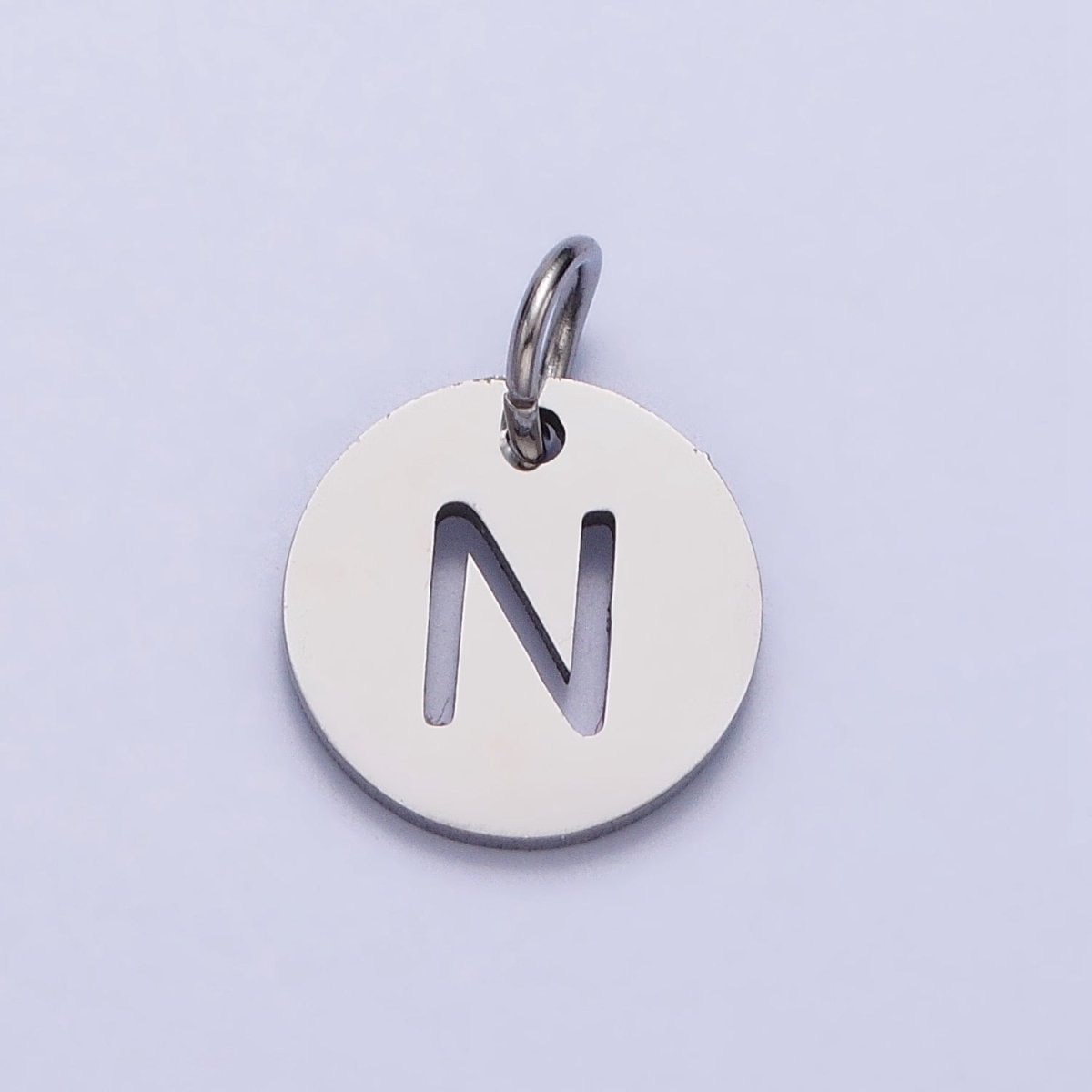 Stainless Steel Round Initial Alphabet Personalized Mini Add-On Charm in Silver | A-416-A-428