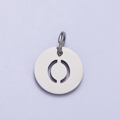 Stainless Steel Round Initial Alphabet Personalized Mini Add-On Charm in Silver | A-416-A-428