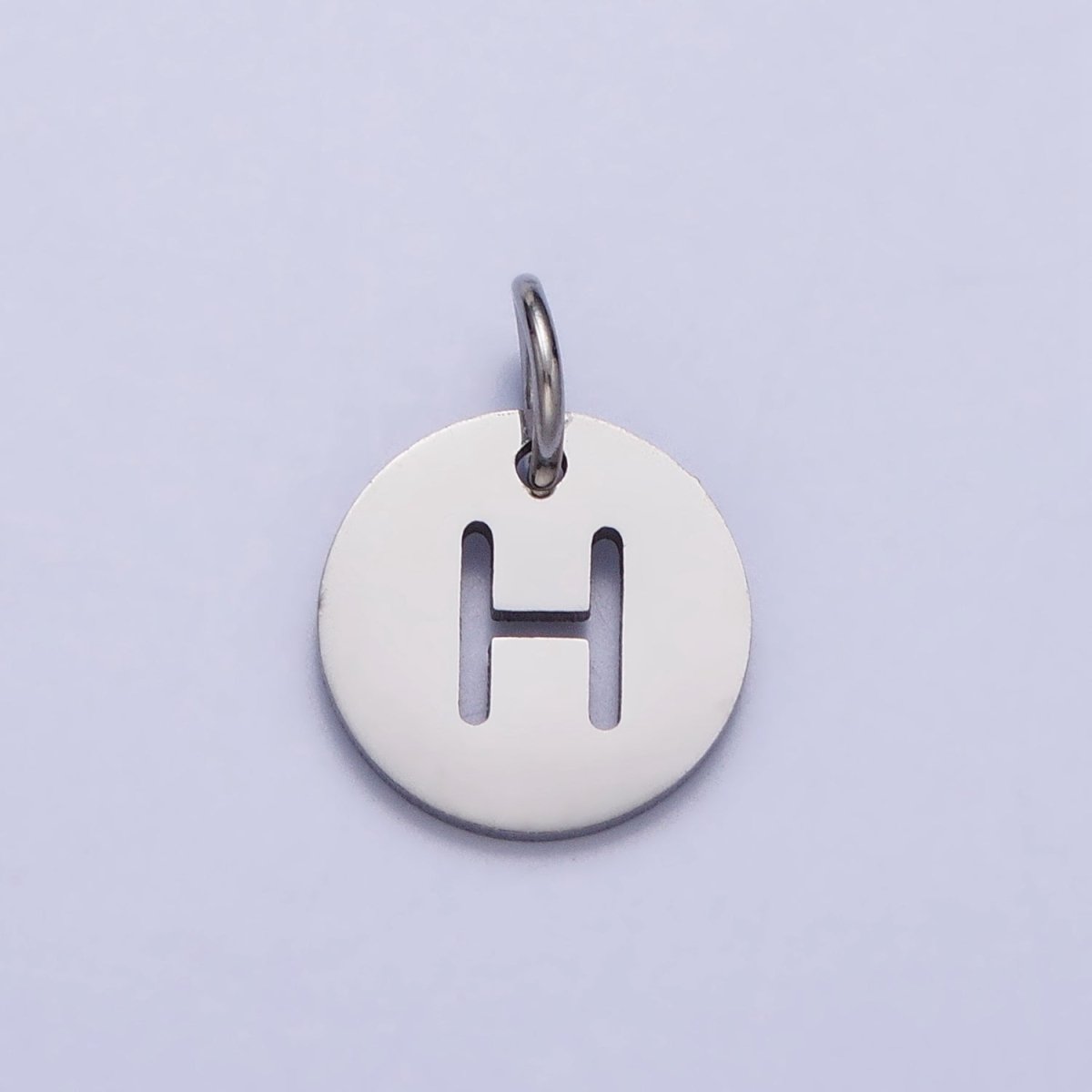 Stainless Steel Round Initial Alphabet Personalized Mini Add-On Charm in Silver | A-416-A-428