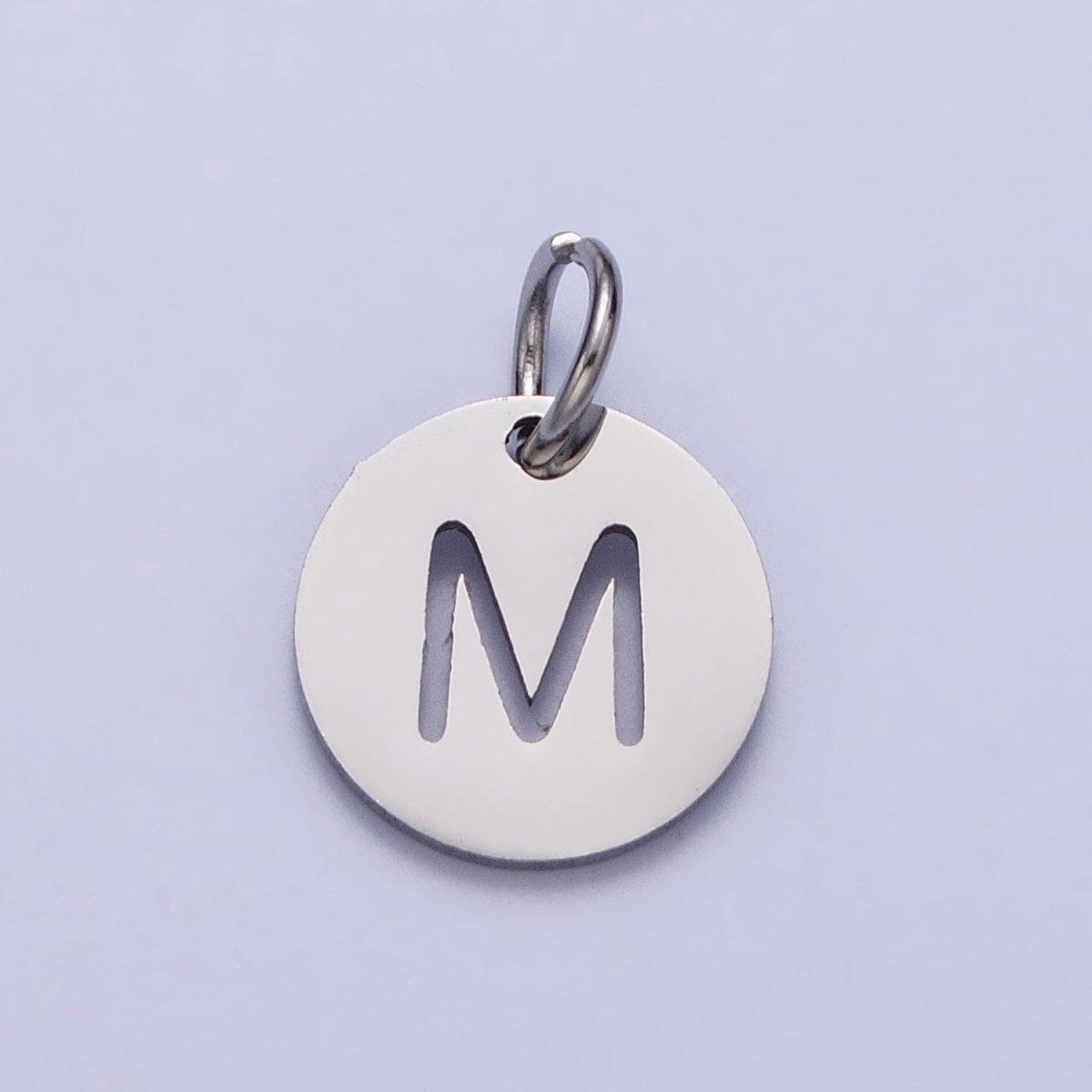 Stainless Steel Round Initial Alphabet Personalized Mini Add-On Charm in Silver | A-416-A-428